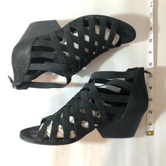 Eileen Fisher Oodle Criss Cross Sandals Women's Size 7.5 Black  Open Toe Heels - Picture 7 of 9